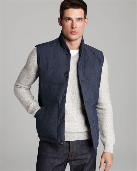 men's navy blue button vest.